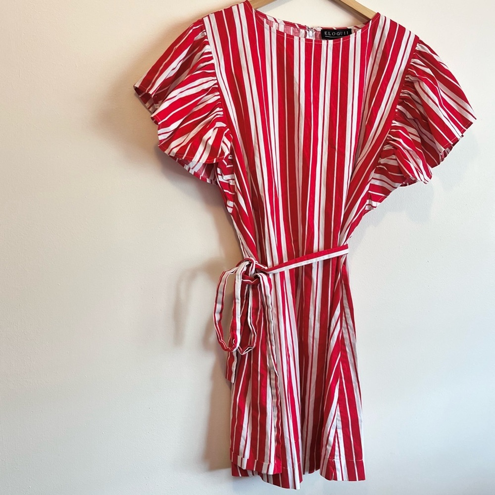 Eloquii size 14 Red and White Striped Dress cotton blend summer plus size NWOT